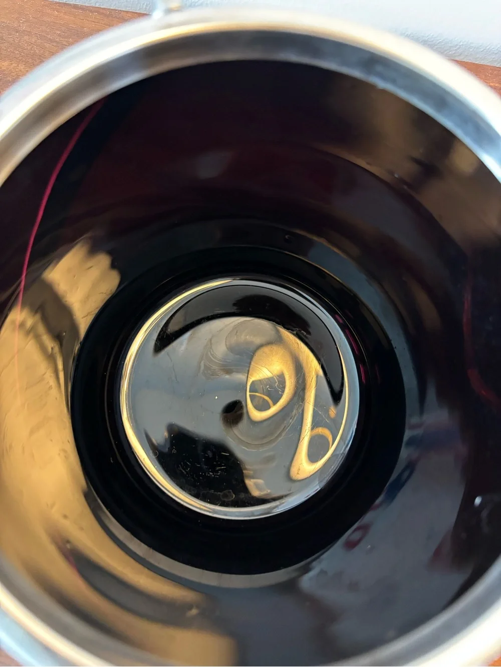 Authentic MCM Black Glass Chrome Ice Bucket Wine Bucket